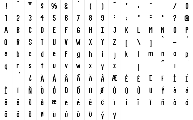 Fundamental Rush Regular font glyphpreview