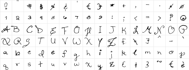 Traci Hand font glyphpreview