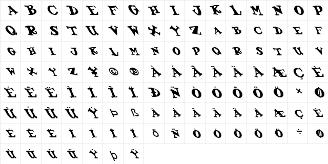 FZ JAZZY 55 LEFTY Normal font glyphpreview