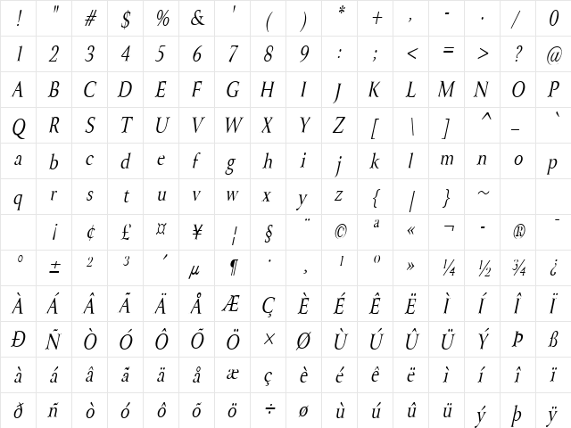 Array-Condensed Italic font glyphpreview