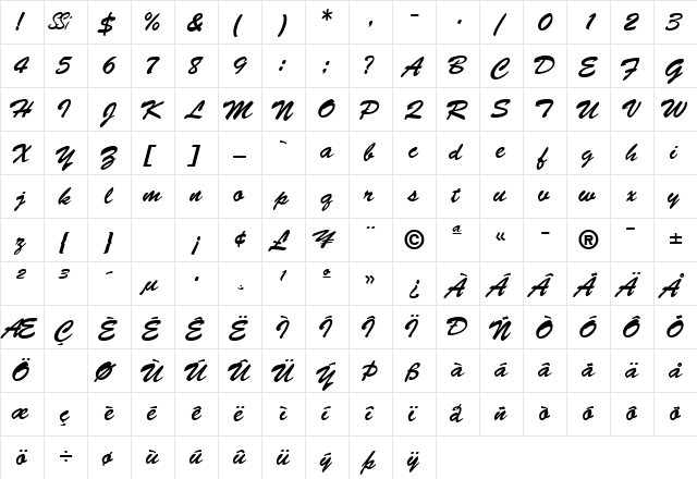 MotifScriptSSK Regular font glyphpreview