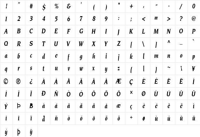 FZ ROMAN 7 COND Normal font glyphpreview