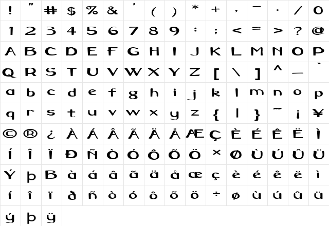 Syras Script Calligraf Quadrata Regular font glyphpreview