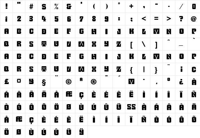 Fillmore Regular font glyphpreview