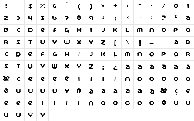 Sudbury Basin Gaunt Regular font glyphpreview