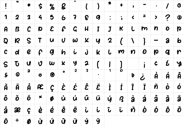 Fresh Lemon Regular font glyphpreview