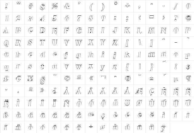 ThomasBeckerOutline-Black Italic font glyphpreview
