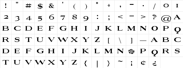 Rosegarden Regular font glyphpreview