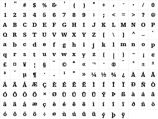 EgyptienneF LT Black Regular font glyphpreview