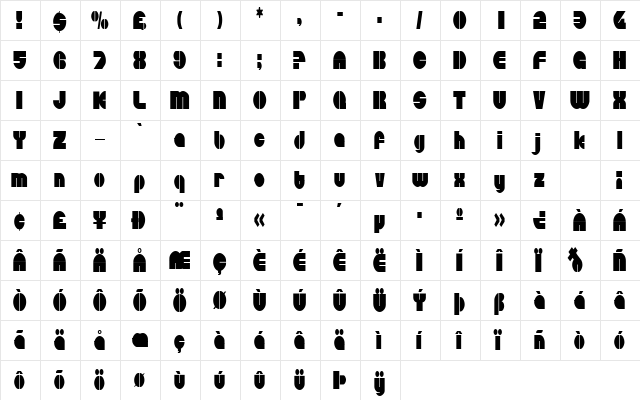 CircularSawCondensed Regular font glyphpreview