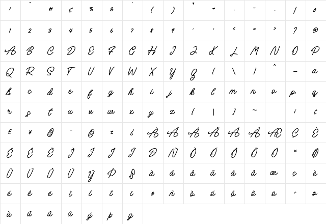 Rush Hour Regular font glyphpreview