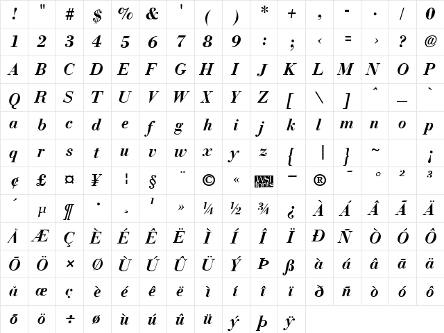 Boston Bold Italic font glyphpreview