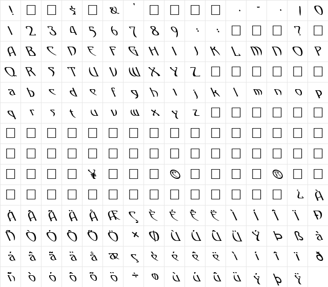 FZ JAZZY 1 LEFTY Normal font glyphpreview