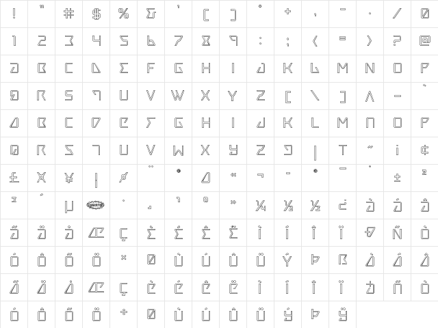 Tracer Outline Outline font glyphpreview