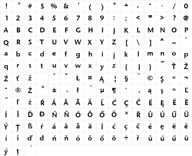 StoneSanItcTEESem Regular font glyphpreview