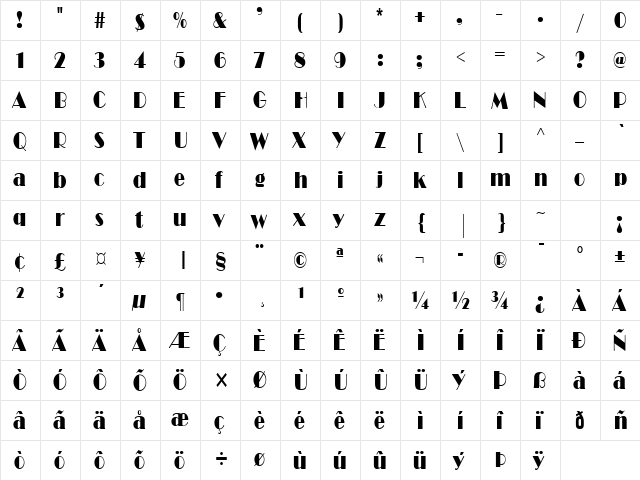 Brando Condensed Normal font glyphpreview