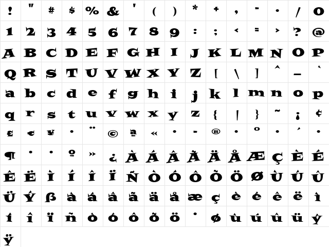 Latino Regular font glyphpreview