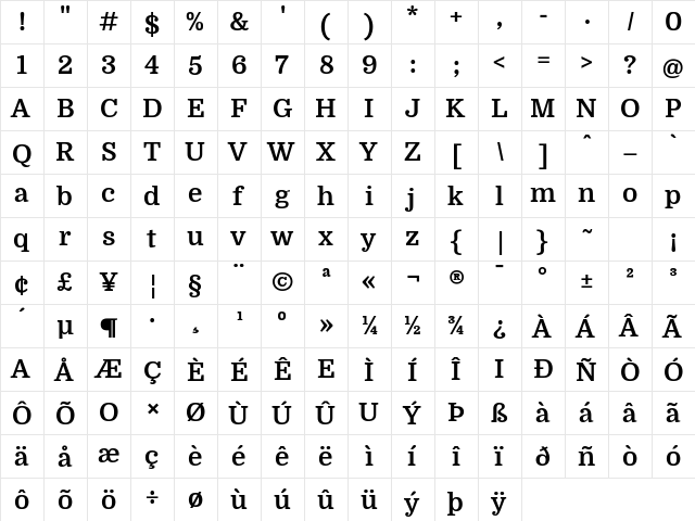Domine Bold font glyphpreview