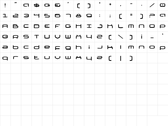 Thundergod Regular font glyphpreview