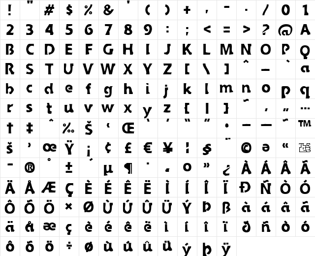 Sledge Regular font glyphpreview