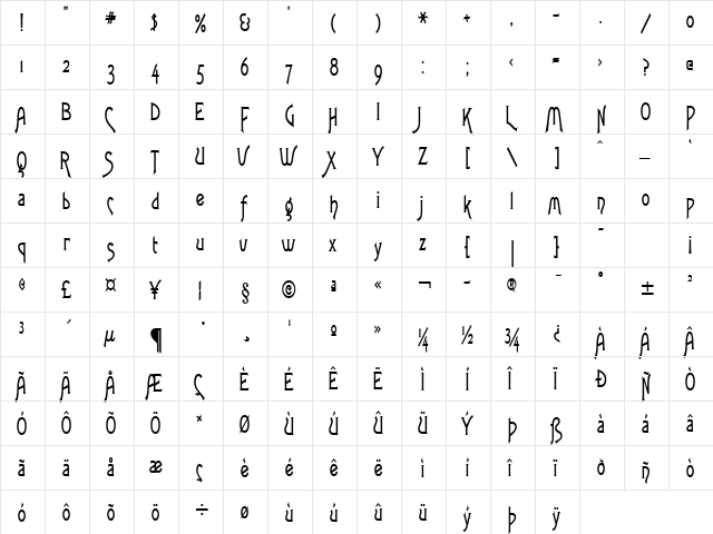Fletch Thin Bold font glyphpreview