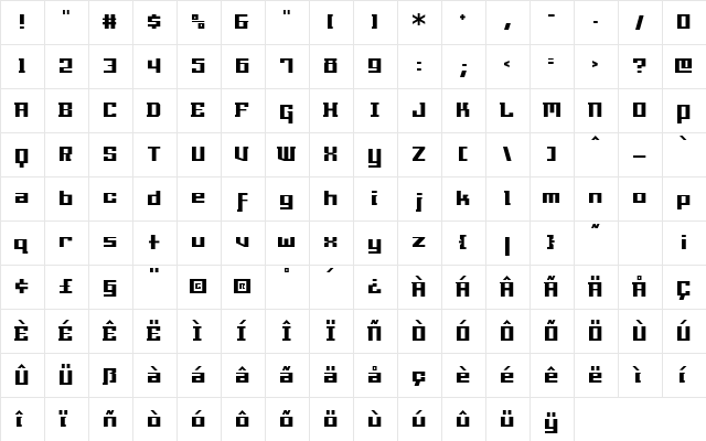Millennia Regular font glyphpreview