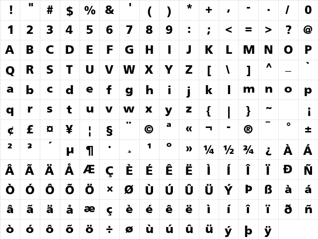 Frutiger LT Std 75 Black font glyphpreview