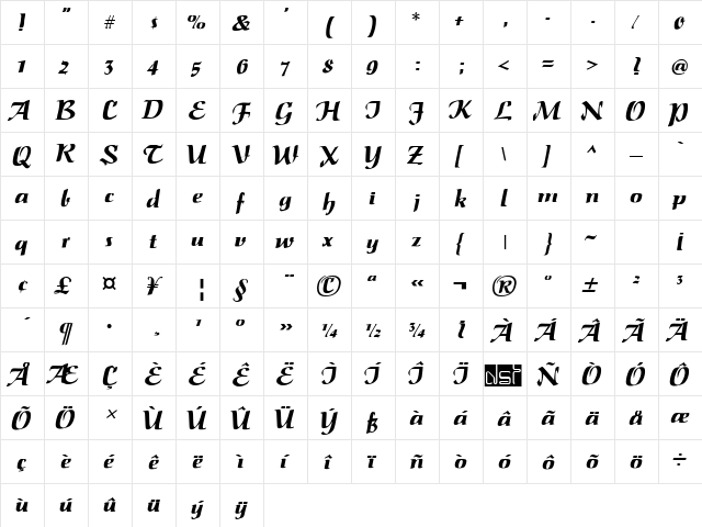 Saltino Regular font glyphpreview
