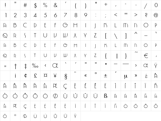 Candida Regular font glyphpreview
