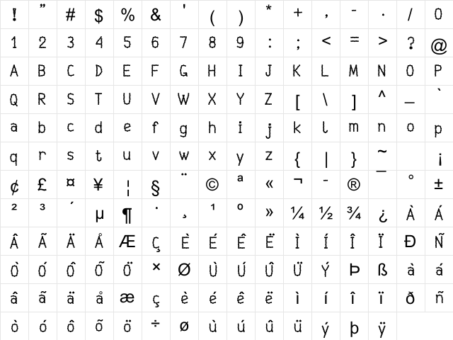 Vipashriftina150 Regular font glyphpreview