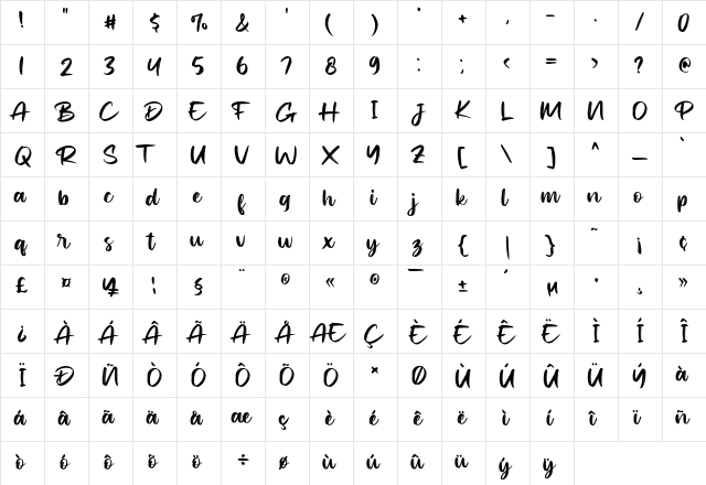 Shakies Regular font glyphpreview