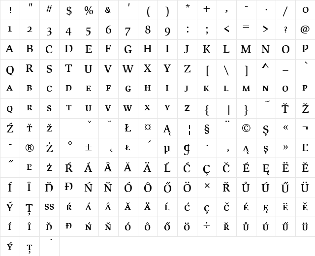 SlimbachSCItcTEEMed Regular font glyphpreview