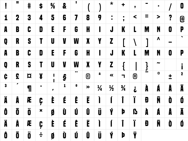 Built Titling Bold font glyphpreview