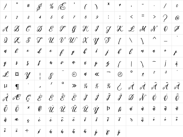 Turkeye Regular font glyphpreview