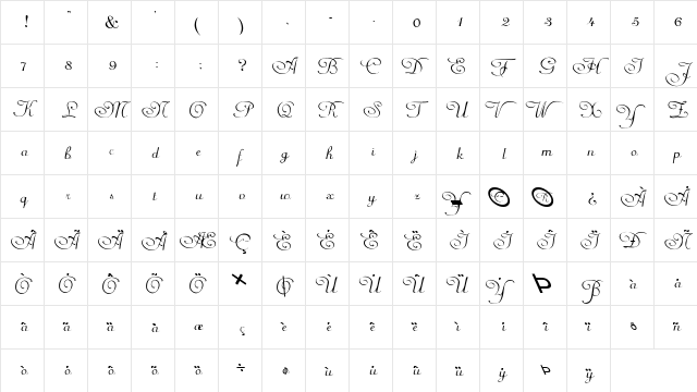 FZ SCRIPT 1 LEFTY Normal font glyphpreview