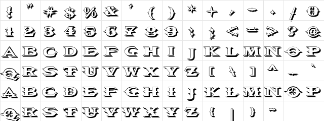 VTCBelialsBladeShadow Regular font glyphpreview