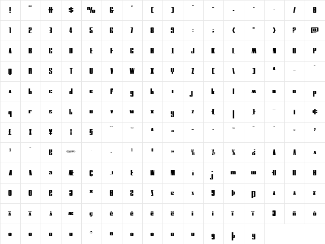 MOON Runner Extra-Squat Regular font glyphpreview