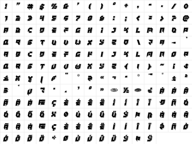 Tokyo Drifter Punch Regular font glyphpreview