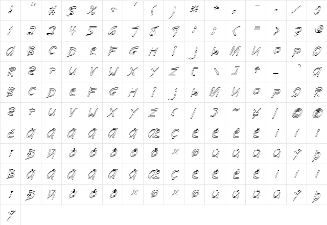 FZ HAND 11 HOLLOW ITALIC Normal font glyphpreview