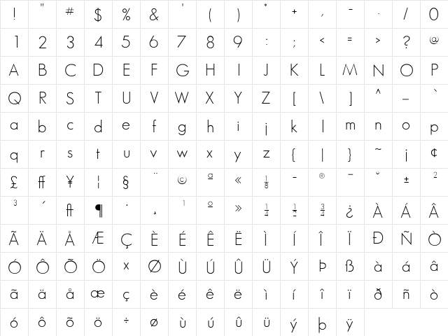 SansSerifFLF Regular font glyphpreview