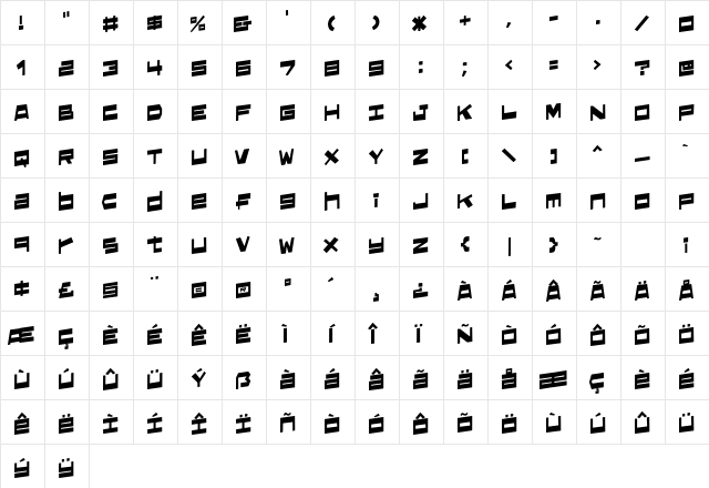 Quadric Slant font glyphpreview