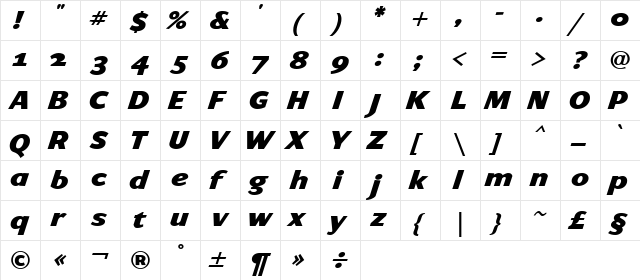 ArtemiusSans SN Black Italic font glyphpreview