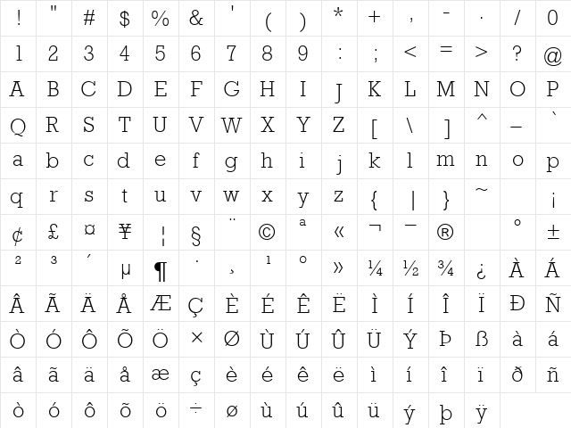 AstuteLightSSK Regular font glyphpreview
