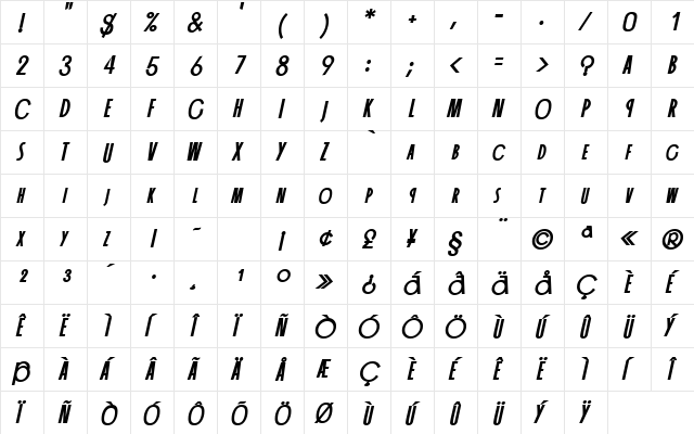 CannaSCapsSSK BoldItalic font glyphpreview