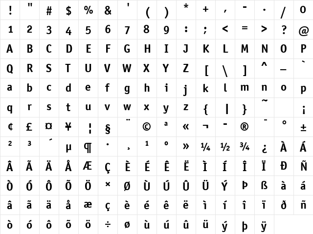 Officina Sans OS ITC TT Bold font glyphpreview