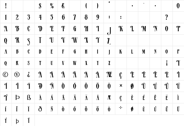 FZ JAZZY 23 Normal font glyphpreview