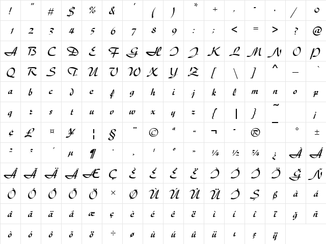 TrSah DiskusD Regular font glyphpreview