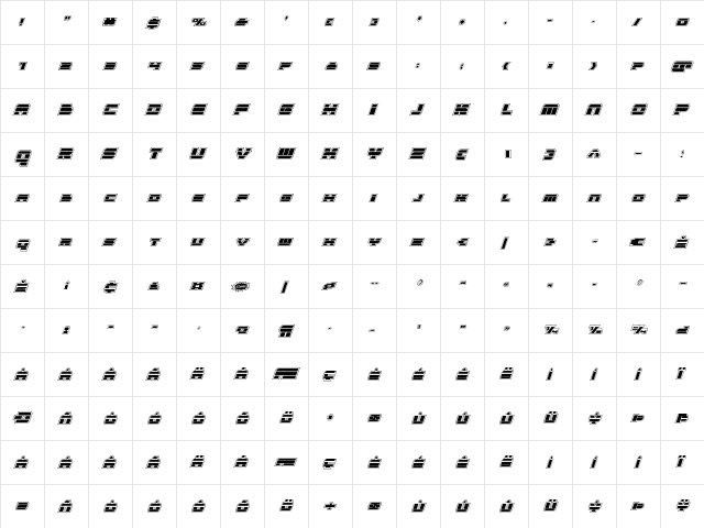 Quicken Academy Italic Italic font glyphpreview