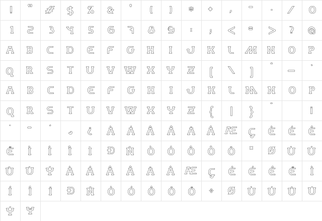 MastumHollow Regular font glyphpreview