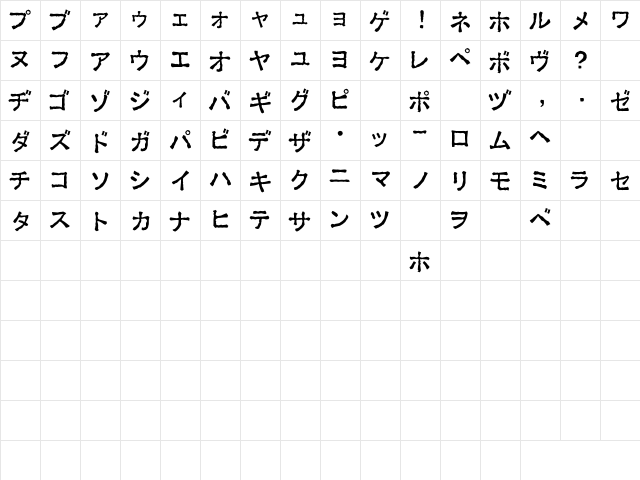 Ex Kata Opaque Regular font glyphpreview